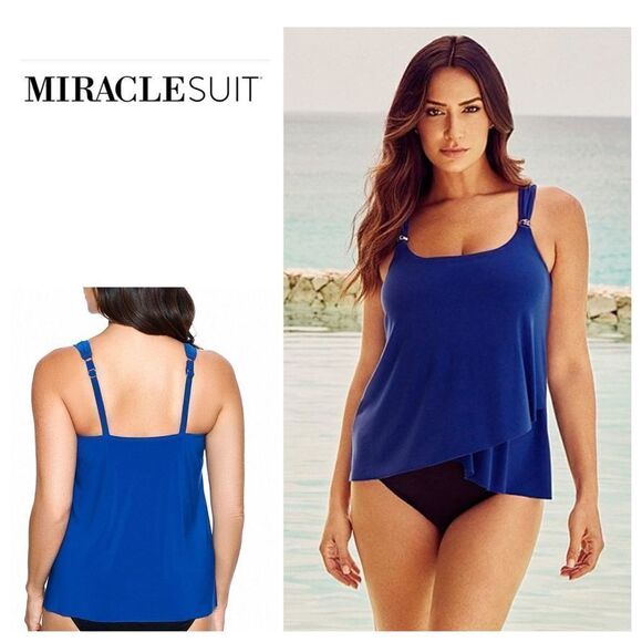New. Miraclesuit blue tankini top. XL - Picture 1 of 11